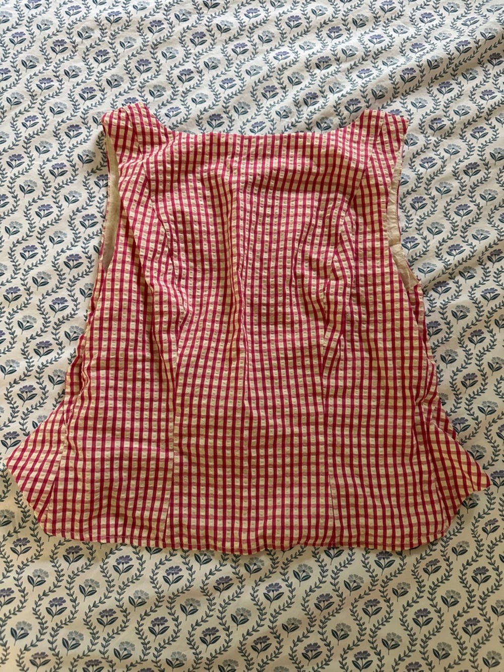Red and Cream Gingham open back top
